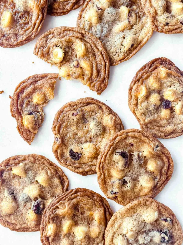 Cranberry white chocolate cookies with dried cranberries and chocolate chips