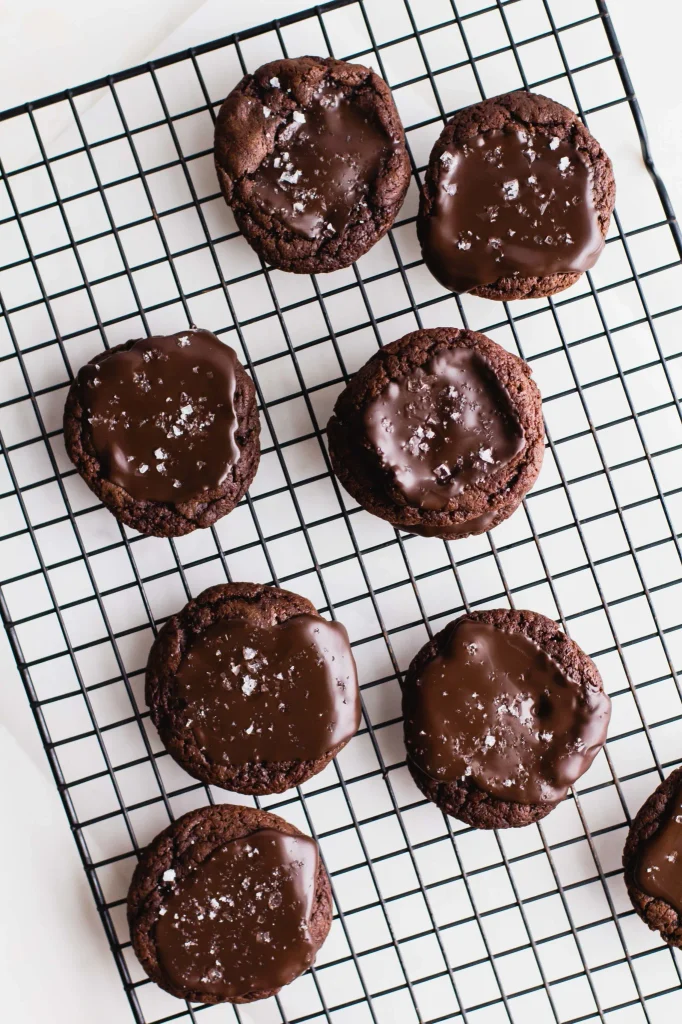 Rich double chocolate Christmas cookies with chocolate chips