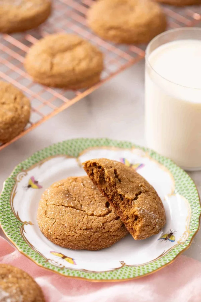 Soft molasses cookies with a crinkled surface and warm spices