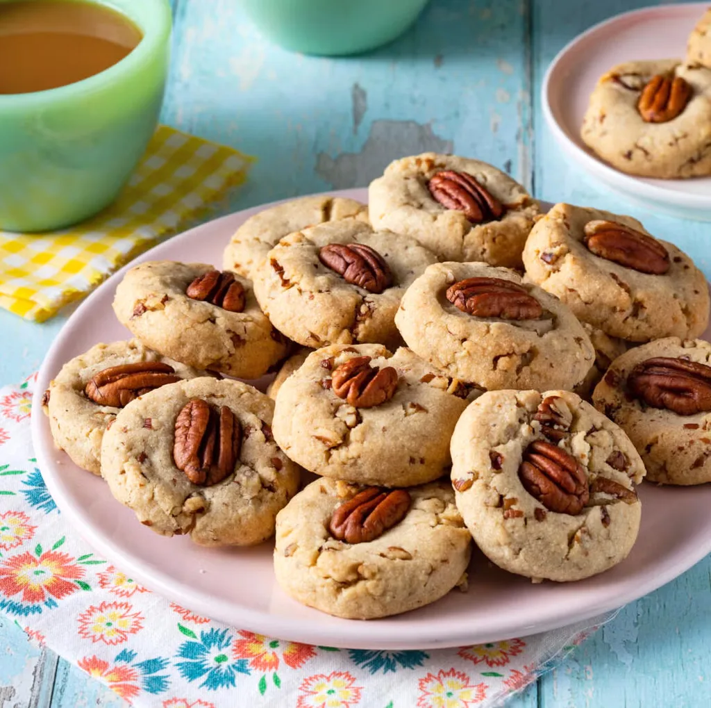 Buttery pecan sandies made with finely chopped pecans