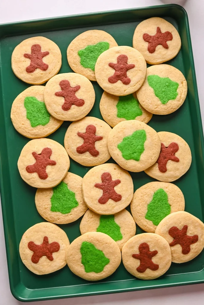 Slice-and-bake Christmas cookies with festive patterns and colorful sprinkles