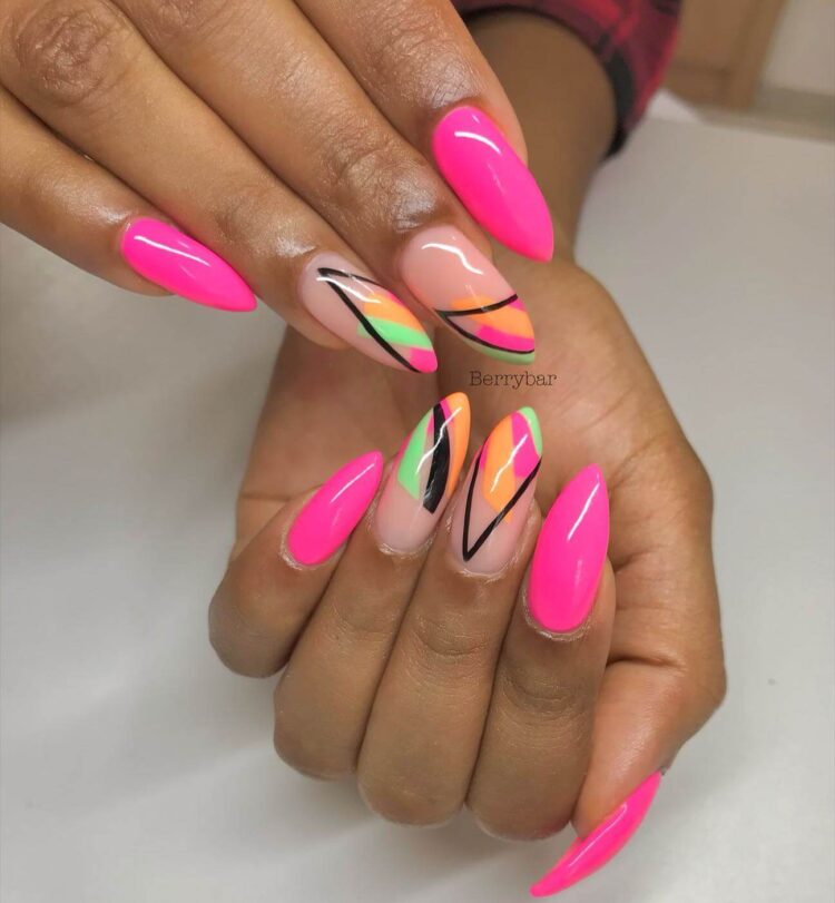 31 Stylish Neon Pink Nails - Ak Pal Kitchen