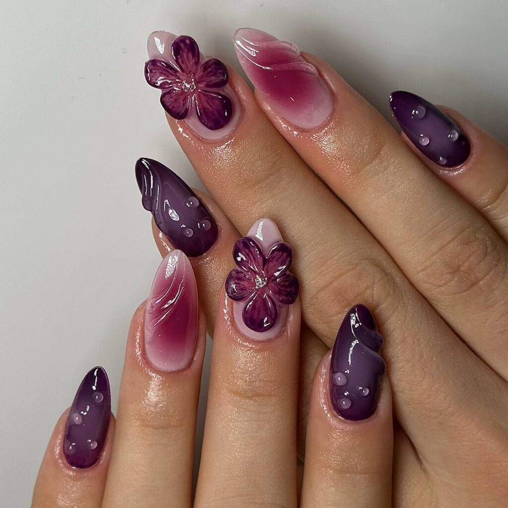 A collection of flower nails featuring spring nail colors, summer flower nails, hand-painted floral nail designs, and elegant pastel nail art.