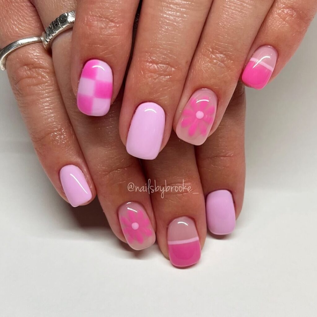 A collection of flower nails featuring spring nail colors, summer flower nails, hand-painted floral nail designs, and elegant pastel nail art.