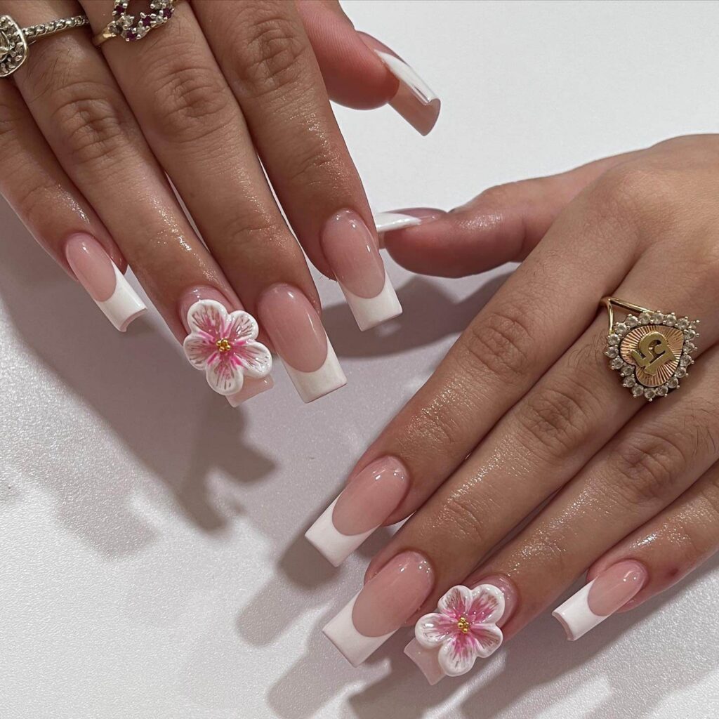 A collection of flower nails featuring spring nail colors, summer flower nails, hand-painted floral nail designs, and elegant pastel nail art.