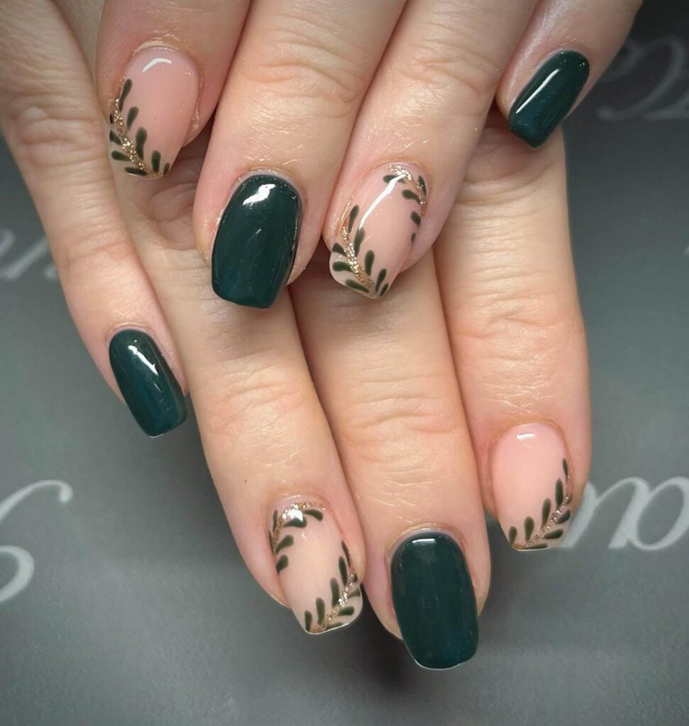 A stunning collection of green nail designs, featuring neon green nails, dark green stiletto nails, and mint green manicures.