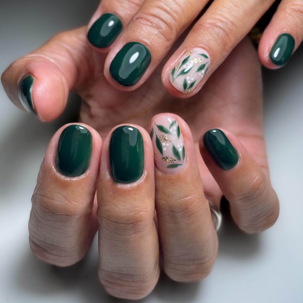 A stunning collection of green nail designs, featuring neon green nails, dark green stiletto nails, and mint green manicures.

