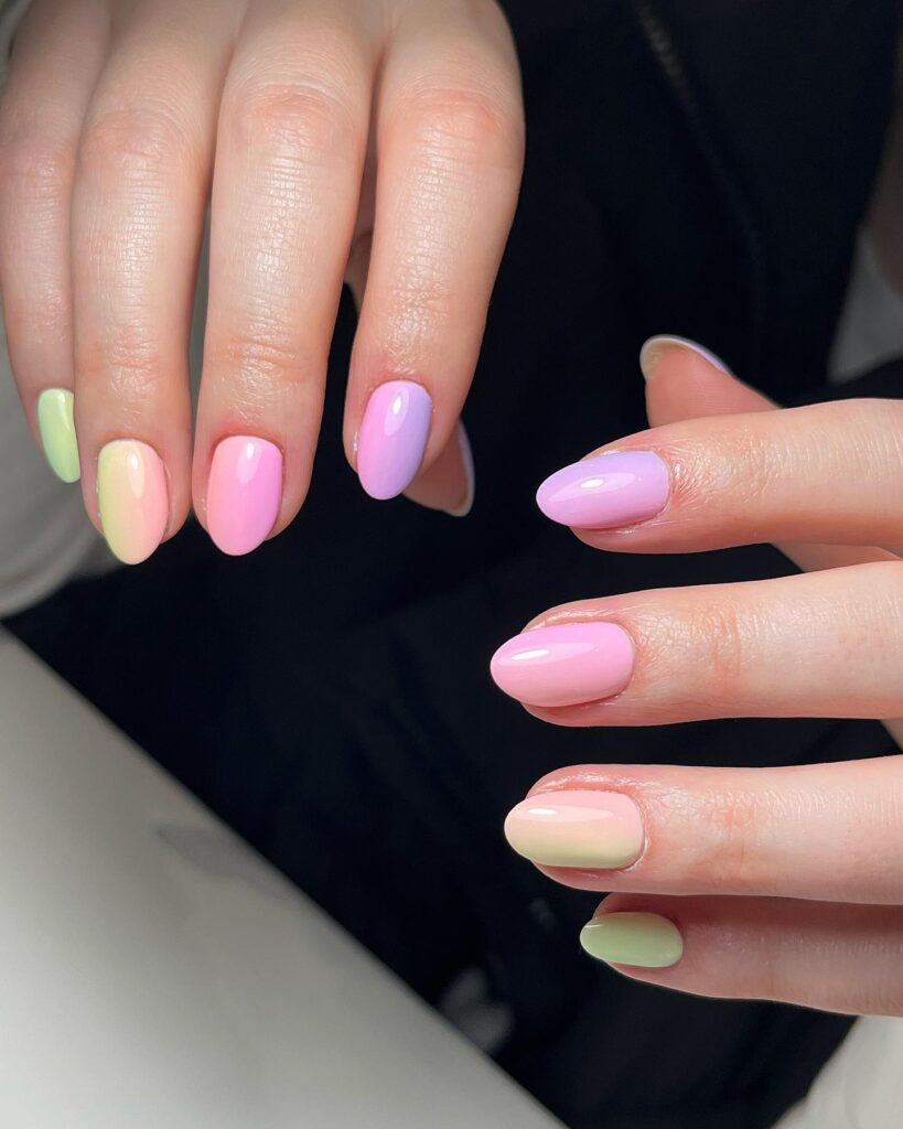 A stunning array of pastel nails with marble nail art and colorful pastel nail polish designs.
