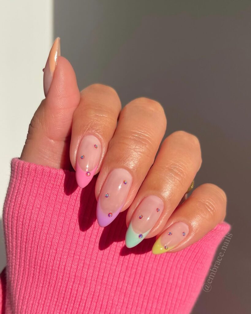 A stunning array of pastel nails with marble nail art and colorful pastel nail polish designs.
