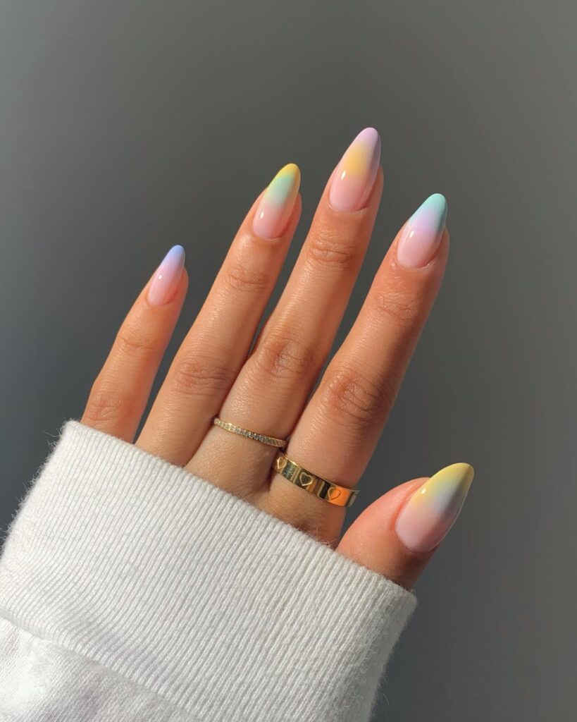 A stunning array of pastel nails with marble nail art and colorful pastel nail polish designs.
