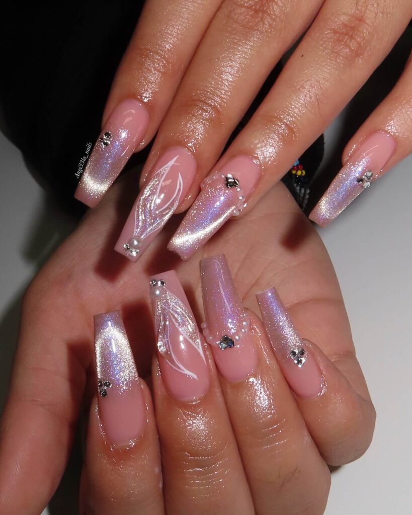 Elegant pearl nails featuring natural to acrylic designs, explore pearl nails for weddings, proms, and formal occasions.