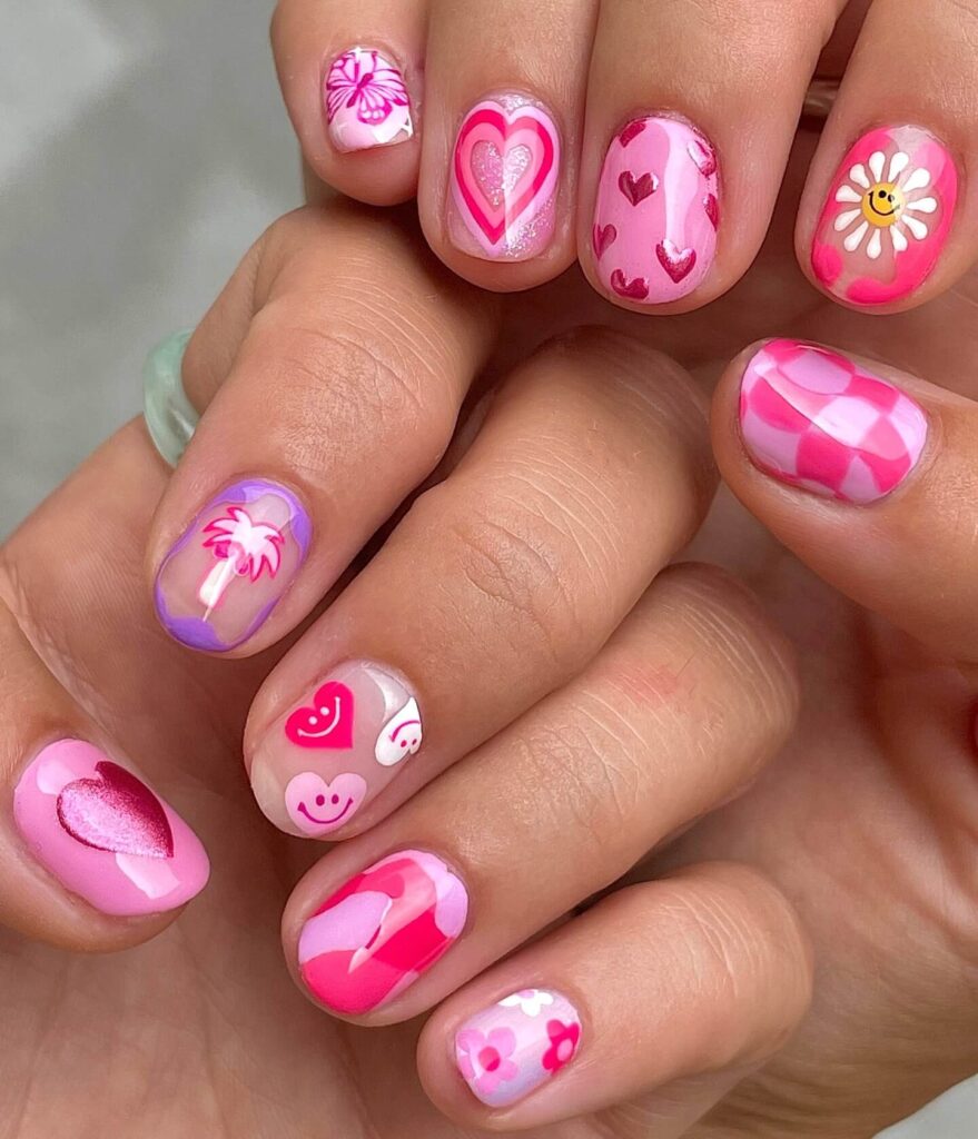 Short Valentines Day Nails