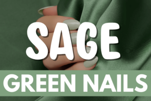 Freshly painted sage green nails with a minimalist design. This muted green nail polish trend is perfect for a subtle, nature-inspired manicure.