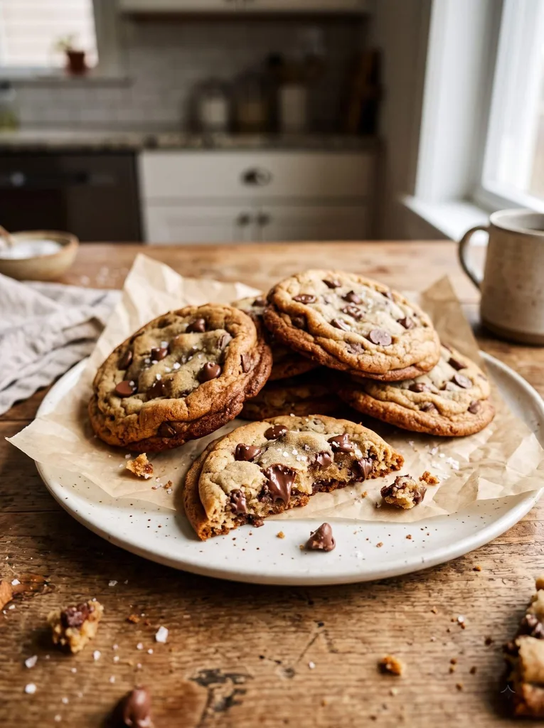 Copycat Crumbl Chocolate Chip Cookies with golden edges and soft centers